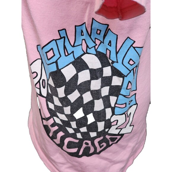 Lolla Palooza 2021 Chicago Pink Music Festival Tee Size Small 2 Sides - Picture 7 of 11